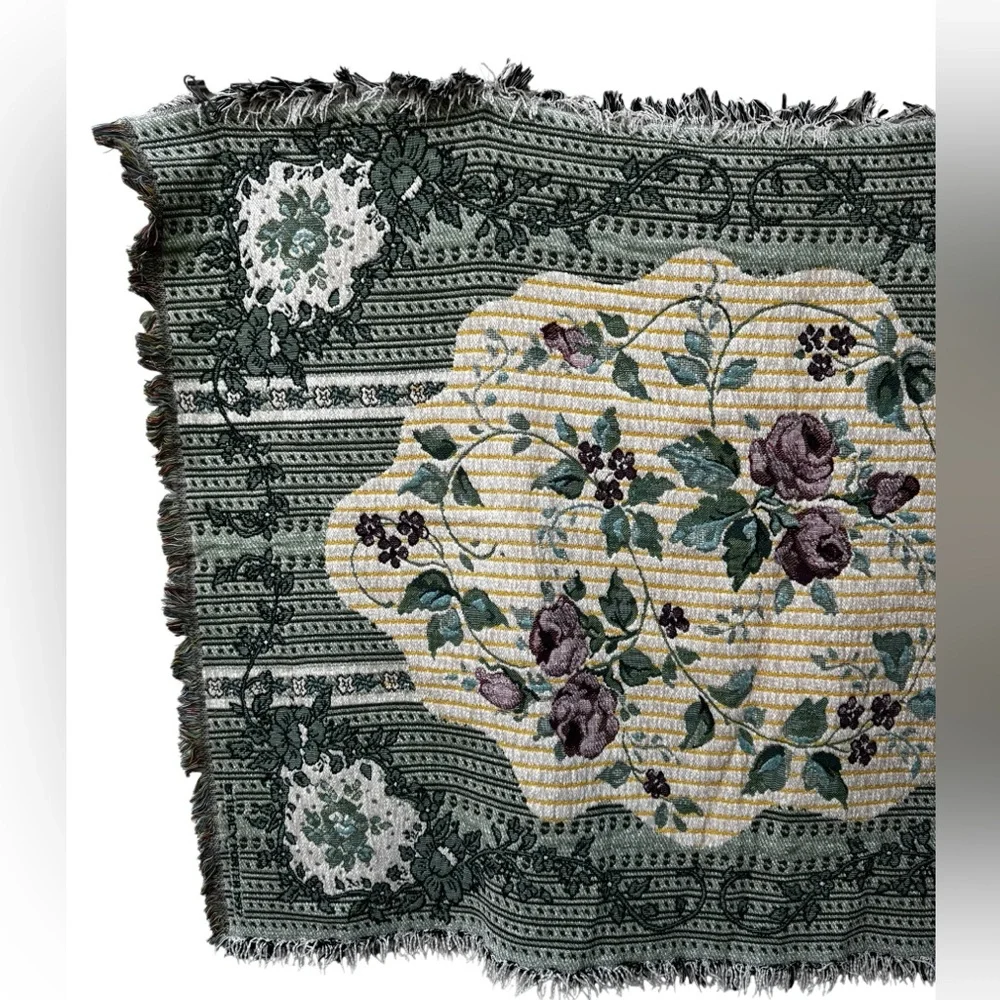 Tracy Porter Green and Cream Floral Tapestry Cover